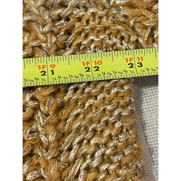 NWT Anthropologie Maeve Ombre Cardigan Sweater M Gold Shimmer Sequins Cape - Picture 11 of 15